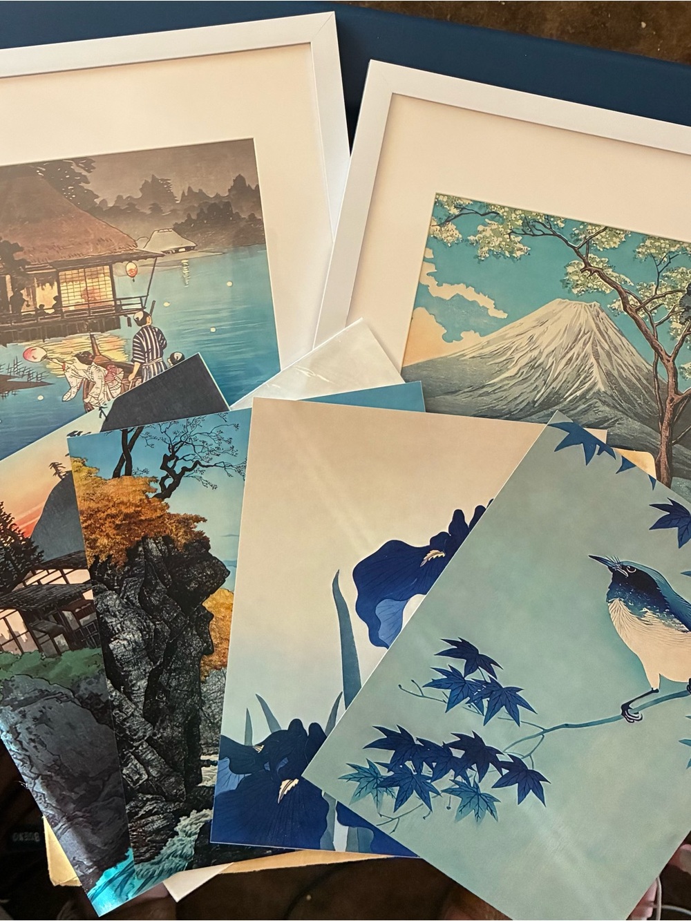 New bundle of 6-8.X 10”Japanese art prints, 2 framed/4 unframed, New Home Design